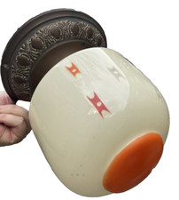 40er Jahre Lampe Messing Hängelampe Antik Deckenlampe Buntglas Hängeleuchte 