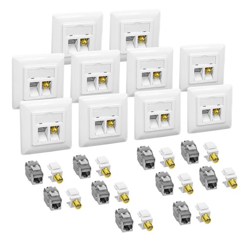10x cat6a netzwerkdose mit - cat6a,