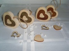 4er Set Herz Hänger  Holz & Metall Rost Optik, Tür & Fenster Deko