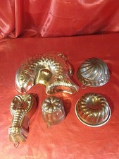 5 Alte Gugelhupf Form Backform Kupfer Verzinkt Krebs ? Fisch ? Gemarkt (5692)