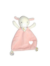 WIE NEU * Beauty Baby Fehn Müller Schaf Lamm rosa Herz Schmusetuch Schnuffeltuch