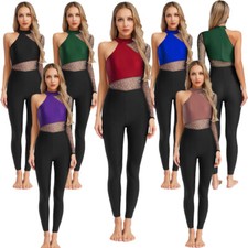 DE iEFiEL Damen Turnazug Lang Gymnastikanzug Einteiler Overall Body Kostüm Party