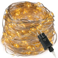 200 LED Lichterkette Silberdraht warm weiß Trafo Timer Weihnachtsdeko X-mas