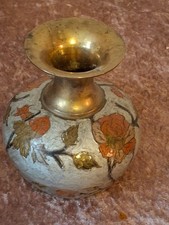 Vintage Vase, Messing, Indien Höhe 12 cm. -96-