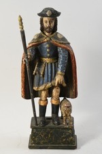 C25U48- Holz Heiligenfigur Hl. Rochus geschnitzt und gefasst 18./19.Jh (?)