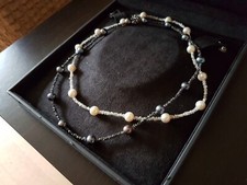 Perlkette Perlen Halskette Süßwasser Zuchtperlen Rohdiamant Splitter Kette