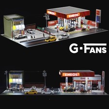 Diorama 1:64 Diecast Garage Modell LED Lichit Tankstelle Parkplatz Display Case