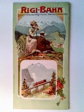 Rigi-Bahn, Rigi-Kulm, Umgebungspanorama, Fahrplan, Werbeanzeigen, Lithografie, 1