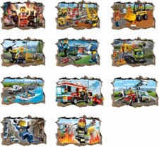 140cm lego city STICKER 3D Wandtattoo Wandbild Polizei Feuerwehrmann
