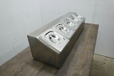 Aufsatzbord mit 5 GN Behälter 1/6 u. Deckel 85,5x25cm Ständer Edelstahl Gastro