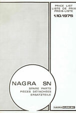1 x Nagra SN & SNS Ersatzteilliste und Preisliste  ! ON ONE CD ! TOP ! DE ! FR !