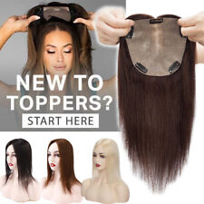 Damen Echthaar Toupee Topper Clip In Toupet Remy Extensions Haarteile Perücke DE