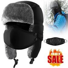 Unisex Russische Uschanka Pelzmütze Wintermützen Fellmütze Schapka Pilotenkappe