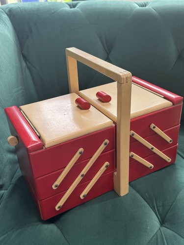 Nähkasten holz rot - holz, vintage