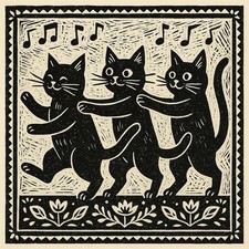 Katzen Linoldruck Linolschnitt