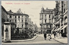 AK Wiesbaden Kranzplatz mit Langgasse Litfaßsäule, ungelaufen 1906