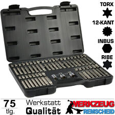 75-tlg Stecknuss Bits Einsätze Set Torx Vielzahn Ribe Hexagon Für Inbus Schraube