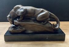 Bronzefigur Panther Skulptur Raubkatze Figur Jaguar StatueTierfigur Bronze Deko