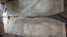 Speckig eingetragene beige  Kniebundlederhose Sämisch gegerbt Leder Eberhardt