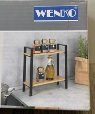 WENKO Küchenregal Lou 2-stöckig  Bambus/Metall Schwarz 32x33x11cm(DK)