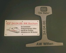 DB Bundesbahn Schienenprofil und Zuglaufschild AW Witten / Ruhr 1986