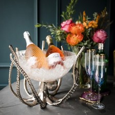 Kulinarische Konzepte Oktopus Ständer & Knistern Glas Schüssel Champagner Eimer Kühler