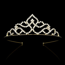 Tiara Diadem Krone Haarschmuck Kopfschmuck Braut Strass Hochzeit gold - farbig