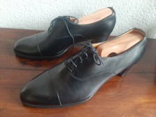 neuwertiger Carmina Oxford, UK 7  schwarzes Glatteder, High Heel Absatz ca. 5 cm