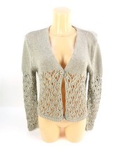 Sem Per Lei Damen Jacke Strickjacke 42 XL beige Cardigan langarm Grobstrick (MK)