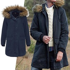 genial Marke Winterjacke HOCHWERTIG Gr.38 M JACKE PARKA Kurz Mantel BLAU Kapuze