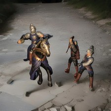 Simba Ritterfiguren 3-teilig mit Pferd , Ohne OVP, Teilweise Beschädigt