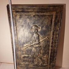 Wandrelief Eisenguss 15kg- Jagd Jäger Mittelalter Deko Soldat Figur Hund Metall