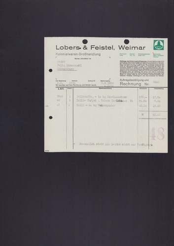 Weimar rechnung 1938 - 1938,, lobers