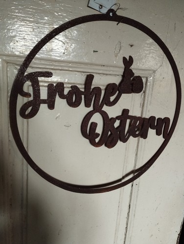 Schild frohe ostern edelrost - schild,