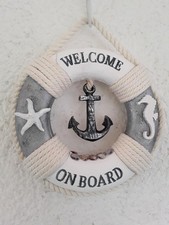 Deko- Rettungsring 20 x 4.5 cm.-weiß-grau dekoriert mit kleinm Anker  