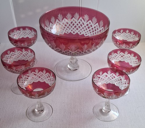 Vintage kristall dessert set - kristall,