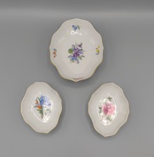 Meissen® Anbietschälchen Vierpass-Form Streublumen Goldrand 1. Wahl