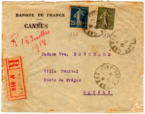 Lettre recommandee 1918 - recommandee,