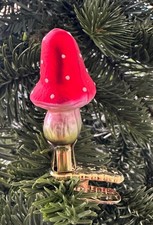 Inge Glas Weihnachten Spitzer Minipilz 5,5 cm (mundgeblasen und handbemalt)