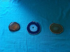  3 x Achat Scheibe , 1 x türkies, blau , 2 x braun , ca. 10 cm