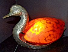 Duck Ente Tiffany-Stil H:17cm L:24cm Metall (ev. Bronze)/Glas Netzanschluss