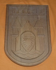 Rinteln Stadtwappen Schaumbuger Nesselblatt im Torbogen Heraldik Holz Wappen 