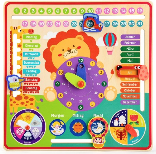 Atoylink lernuhr kinder holz - kinder,