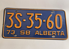 Kfz-Kennzeichen 1973 Alberta Canada  – Blau/Orange – Oldtimer Sammler (256)