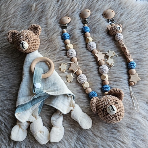 Schnullerkette 3er set teddy - set,