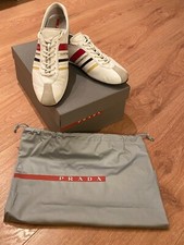 Prada Sneaker Damen Leder, weiß, rot, gelb, schwarz, silber, Gr. 39,5 mit Karton