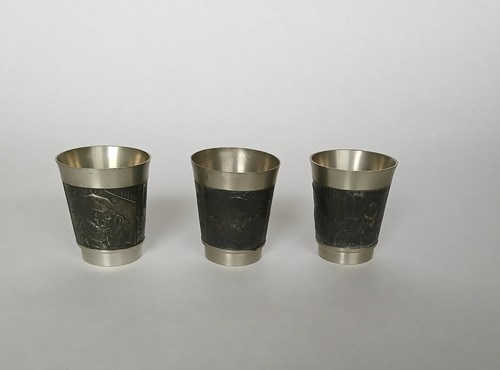 Zinnbecher set mit 3 - ,