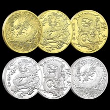 6 MEDAILLEN SET - LUNAR CHINA DRACHE 2024 - SILBER & GOLD VEREDLUNG - SELTEN
