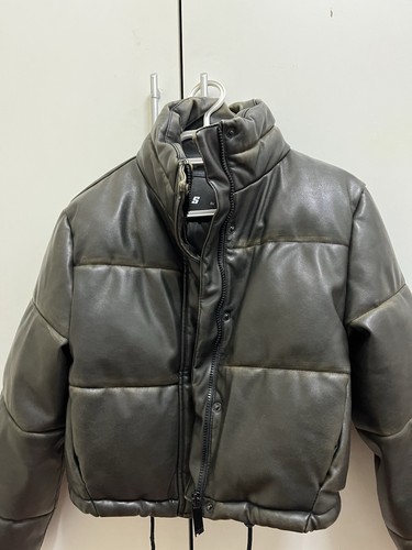 Puffer leder jacke - leder, gr.