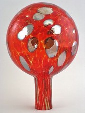 Rosenkugel aus Glas - kirschrot mit Chrom  ø15cm